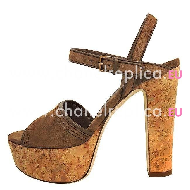 Chamois Leather Hight-heeled Shoes Coffee G7030206