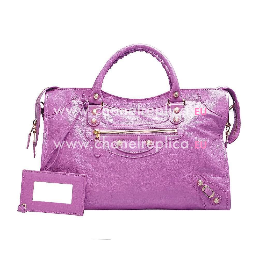 Balenciage City Lambskin Gold hardware Classic Bag Blueberry Purple B2055015