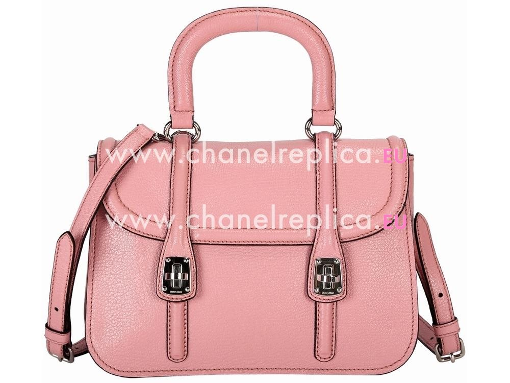 Miu Miu Madras Pink Textured Leather Handbag In Pink RN1068