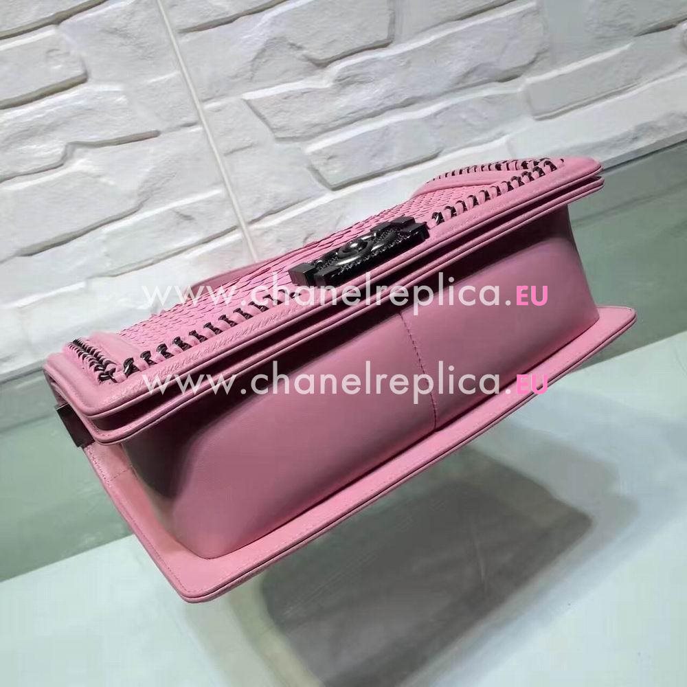 Chanel Boy Cuprum Hardware South Africa Python Skin Bag Pink C7032803