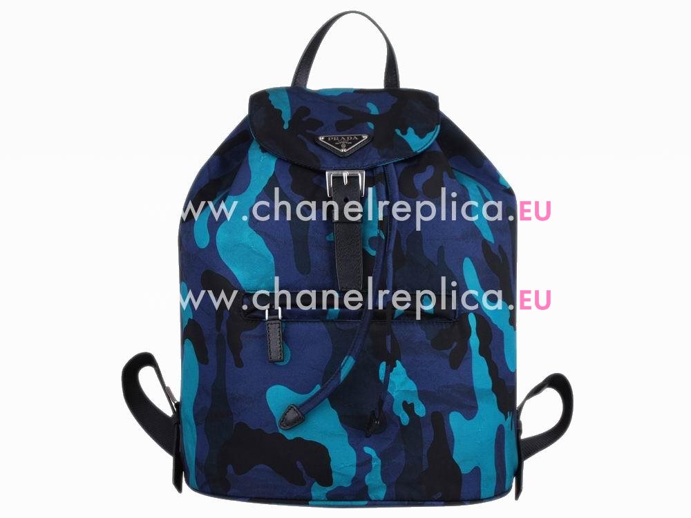 Prada Classic Triangle Logo Nylon Backpack Blue PR50631