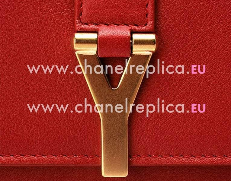 YSL Chye Leather Clutch Y Calfskin Wallets In Red YSL5184601