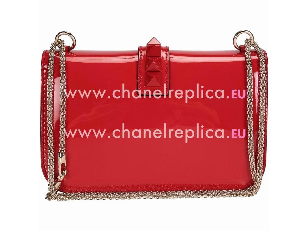 Valentino Glam Lock Patent Medium Bag Red VA54520