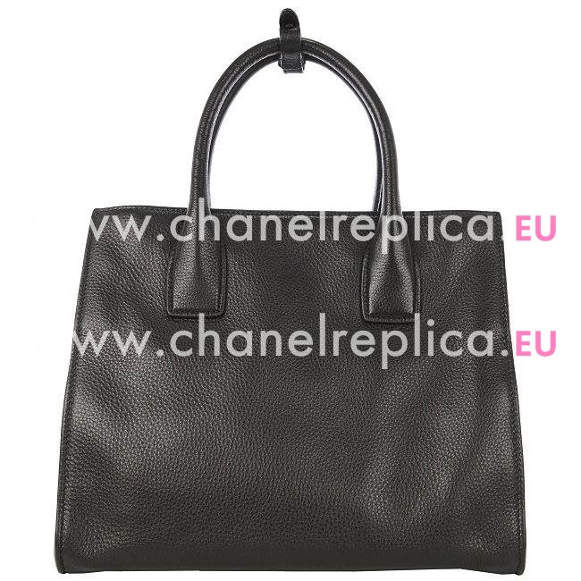 Prada Lux Claf Triangle Logo Caviar Calfskin Should/handbag Black PR5356280