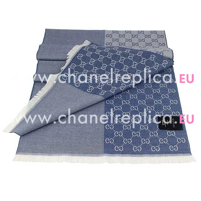 Gucci G Logo Wool Scarf Blue Gray G6102819