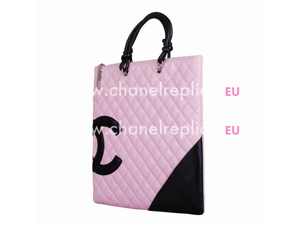 Chanel Lambskin Cambon Tote Bag Pink(Black CC) A28126P