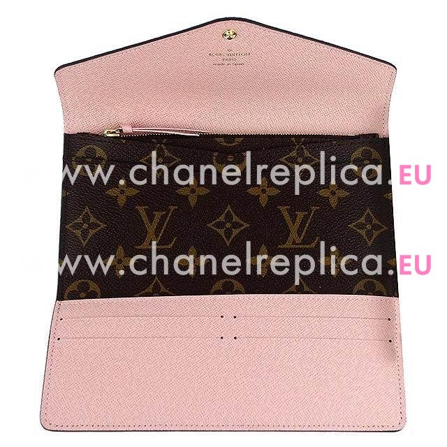 Louis Vuitton Classic Monogram Canvas Zipper Wallet Rose Ballerine M41739