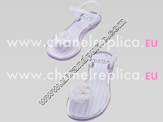 2013 Chanel Double C Camellia Strappy Sandals In White A45889