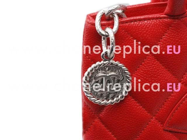 Chanel Caviar Medallion Bag In Red Silver Hardware 01804C