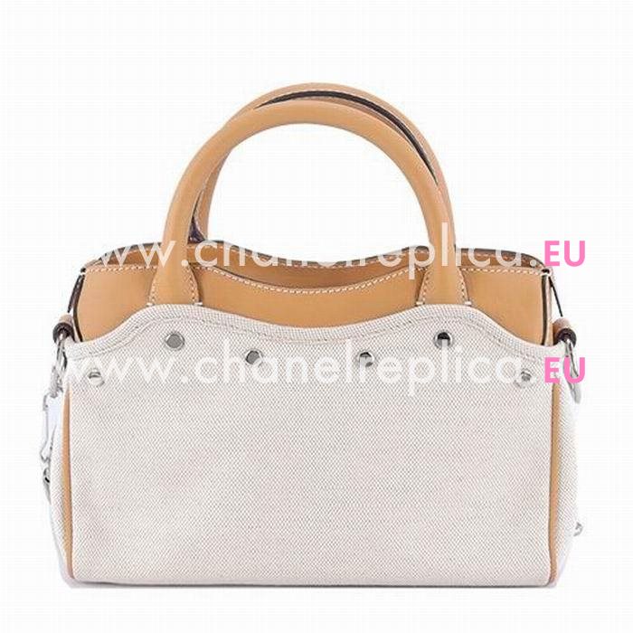 Balenciaga Navy Canvas Mini Bag Beige Camel B6112207