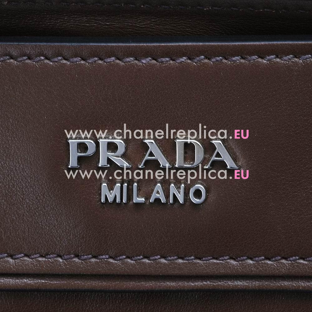 Prada Soft Calf Relievo Logo Calfskin Should/handbag Brown/Black PR493938