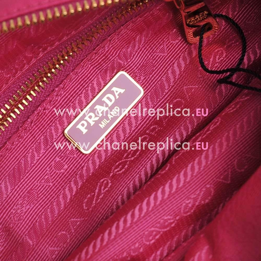 Prada Tessuto Classic Triangle Logo Scratch Resistant Calfskin Bag Peach Red P7010406