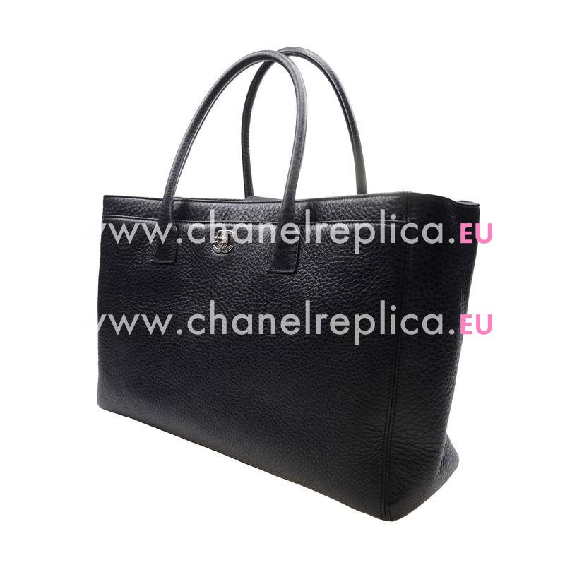 CHANEL LARGE EXECUTIVE TOTE BLACK(SILVER) A66439