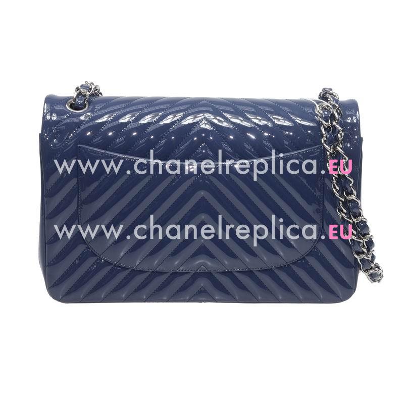 Chanel Patent Leather V Jumbo Size Coco Flap Bag Dusty Blue A58600VGBLUEV