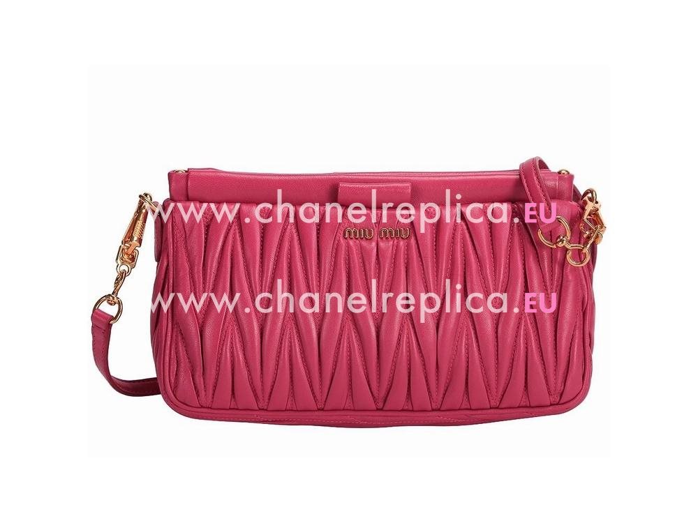 Matelassé nappa leather clutch Rose Red RP0356RR