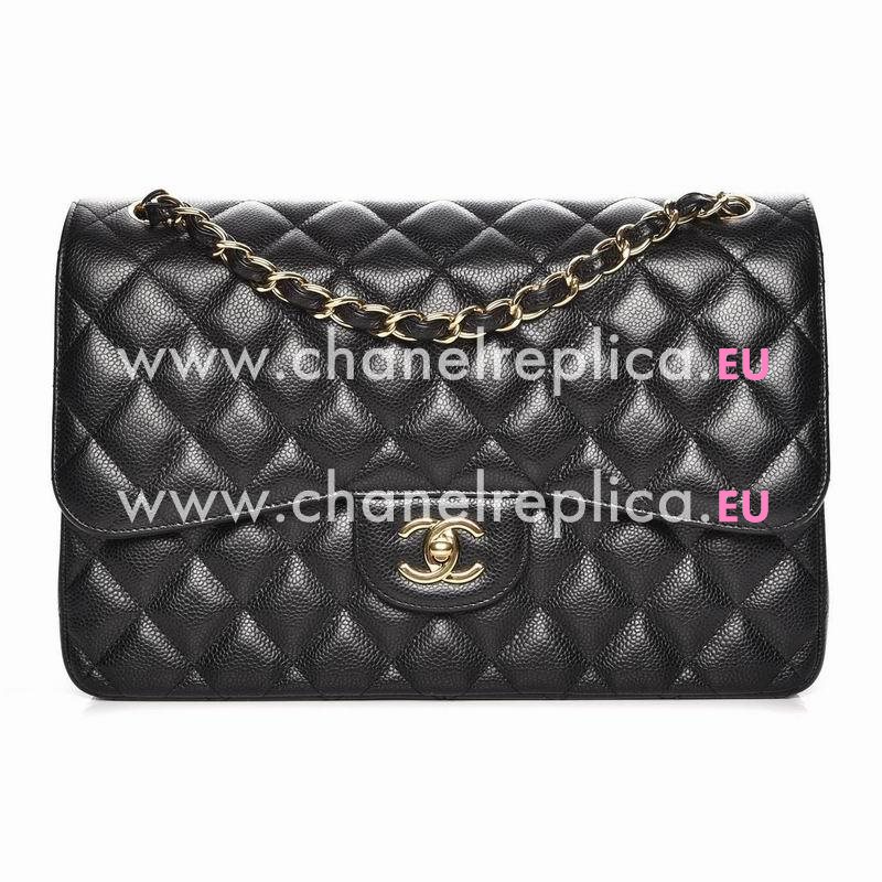 Chanel Caviar Jumbo Double Flap Bag Black(Gold) A58600DG