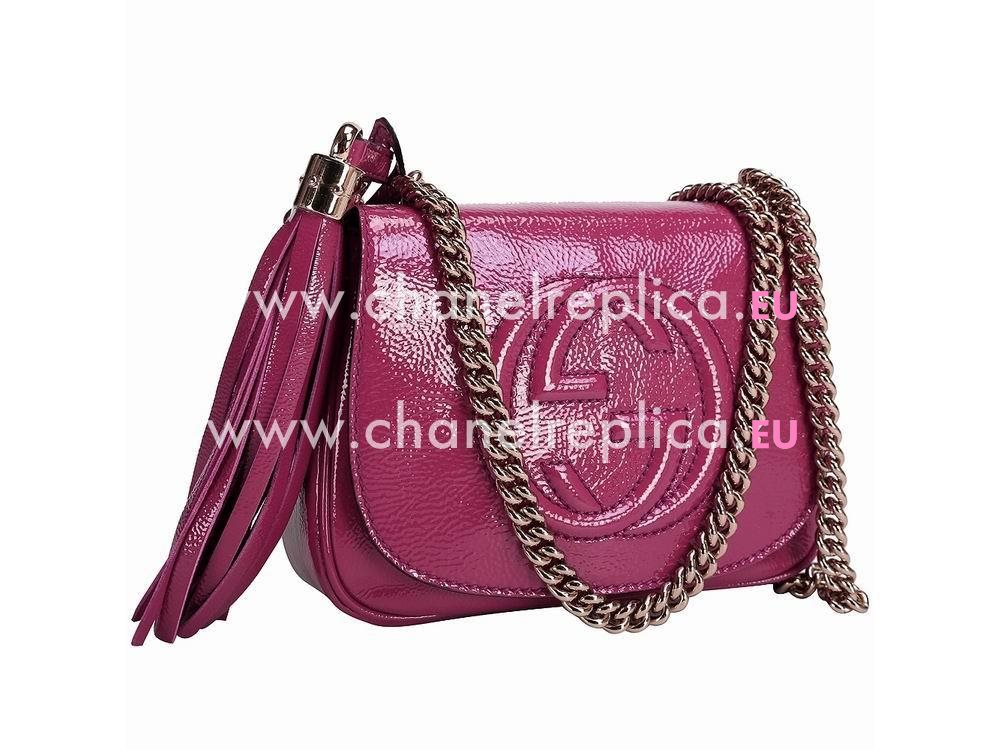 Gucci Soho GG Calfskin Patent Leather Bag Peach Red G509811