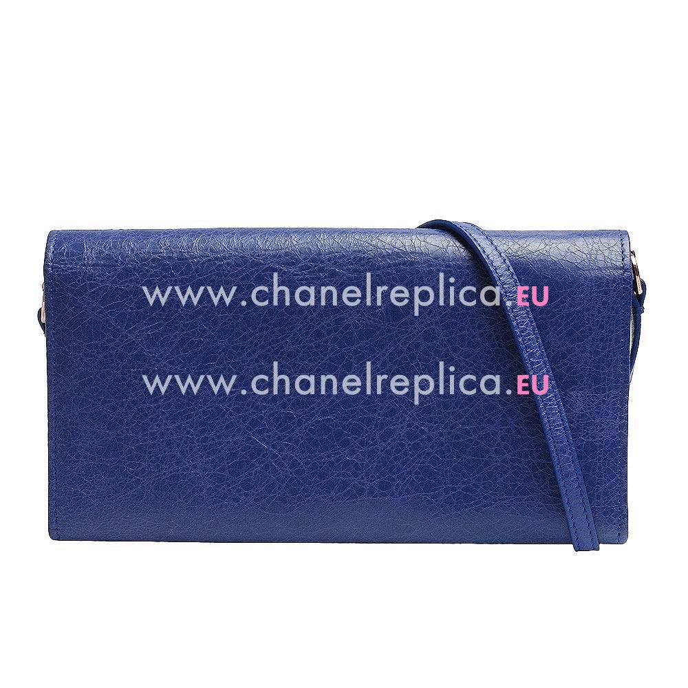 Balenciaga Fortefeuille Money Lambskin Gold Hardware Wallets Blue Purple B2055143