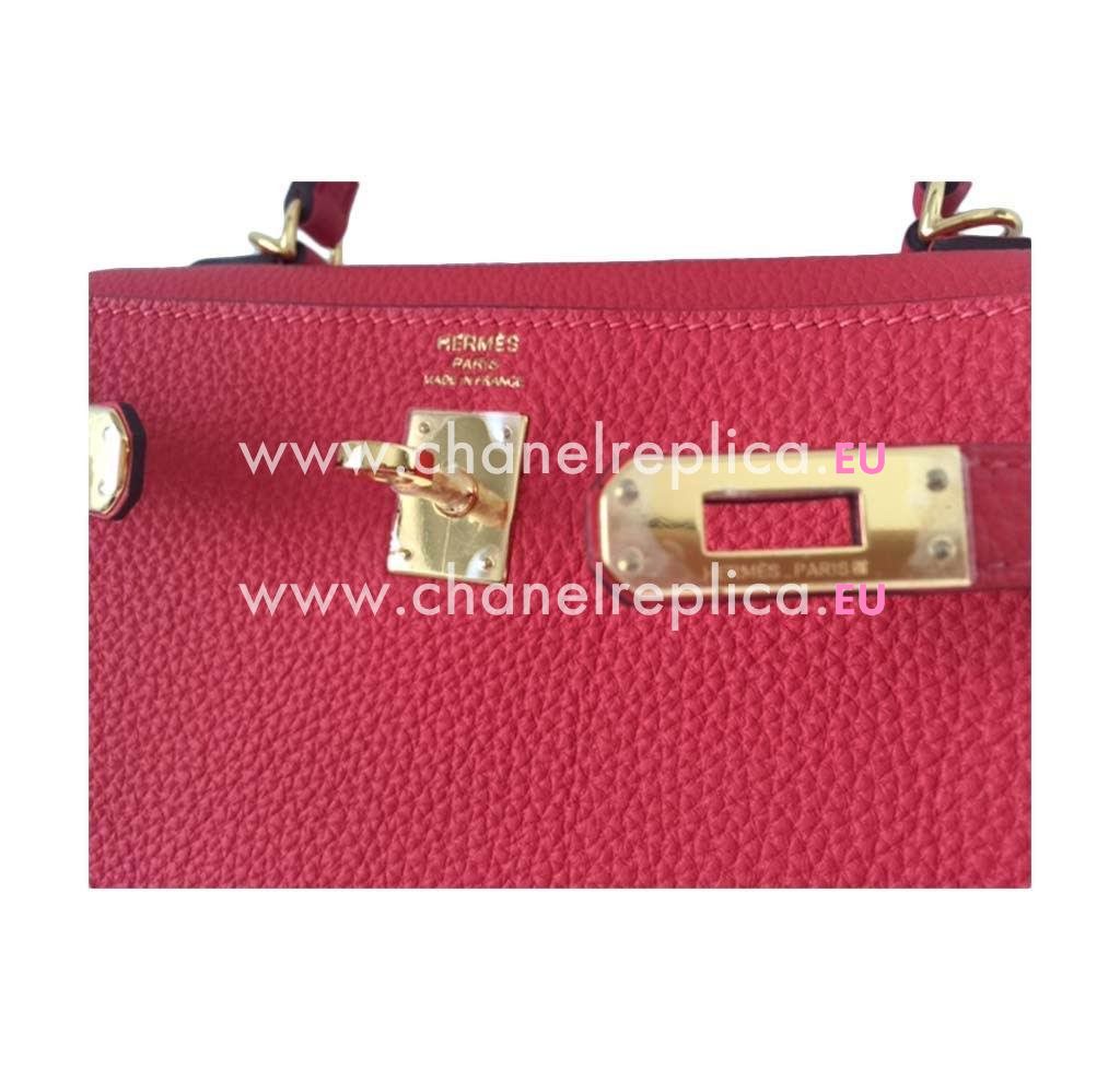 Hermès Kelly 25CM Rouge Pivoine Togo Leather Gold Hardware Hand Sew Bag HK1025RG