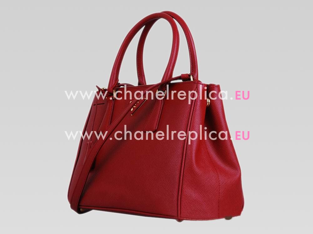 Prada Saffiano Lux Triangle Logo Small Size Bag Red P467949