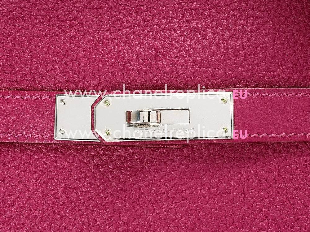 Hermes Jypsière Clemence 31cm Palladium Shoulder Bag Ruby H061784CK