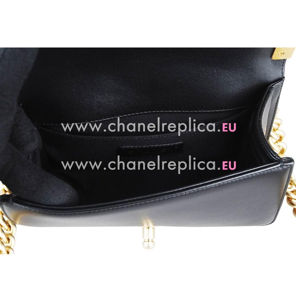 CHANEL Classic Boy Rhomboids Lambskin Bag Black C7042202