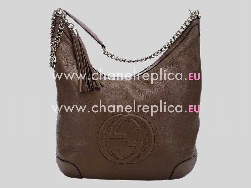 Gucci Calfskin Embossed Soho Totem Bag(Brown) G474099