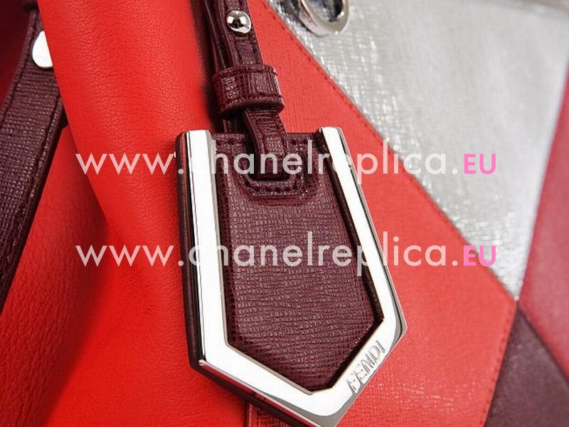 Fendi 2Jours Calfskin Leather Hand/shouldbag Red/Silver 8BH253