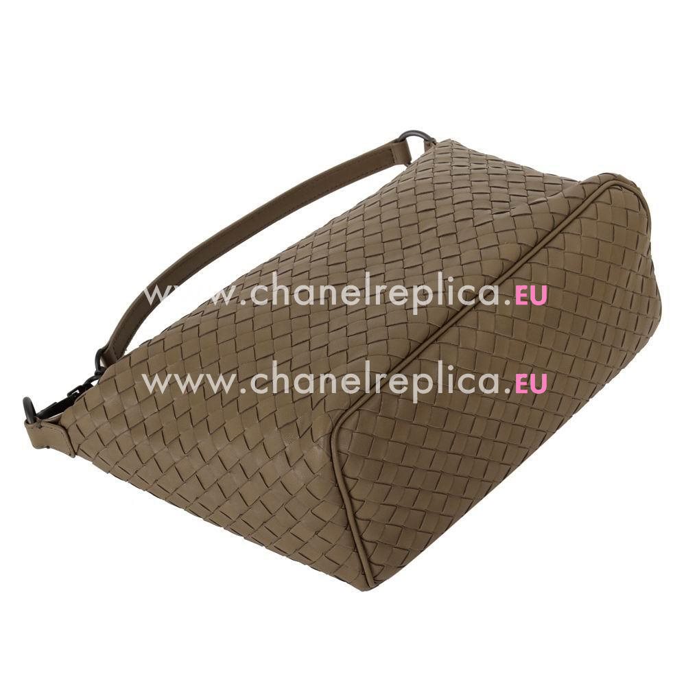 Bottega Veneta Classic Intrecciato Nappa Weave Shoulder Bag In Khaki B6110610