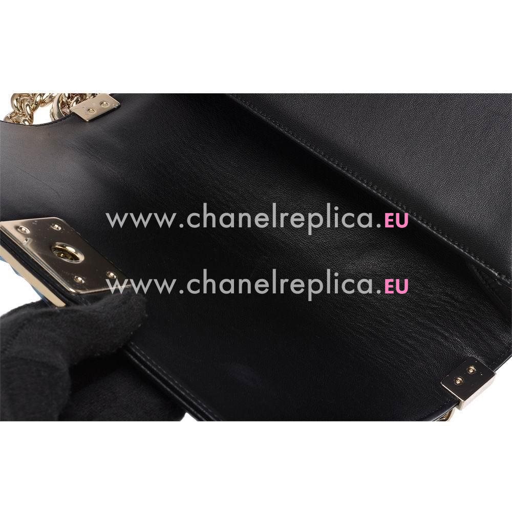 CHANEL Boy V Gold Hardware Lambskin Bag in Black C7112903