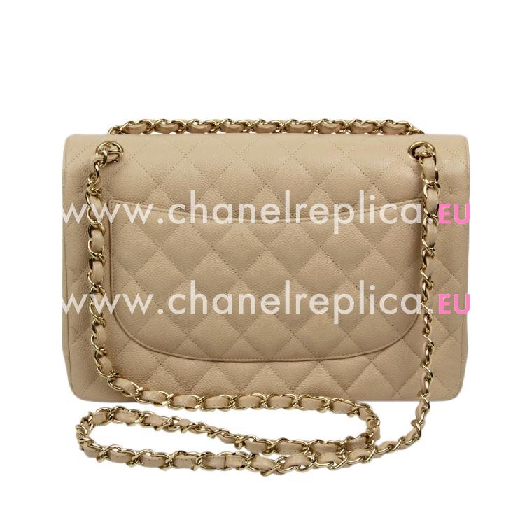 Chanel Biege Caviar Jumbo Double Flap Bag Gold Chain A58600CBG