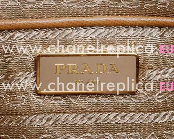 Prada Saffiano Lux Triangle Logo Plate Caramel P415569