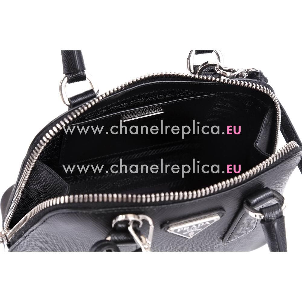 Prada Lux Saffiano Classic Triangle Logo Cowhide Handle/Shoulder Bag Black PR803A95
