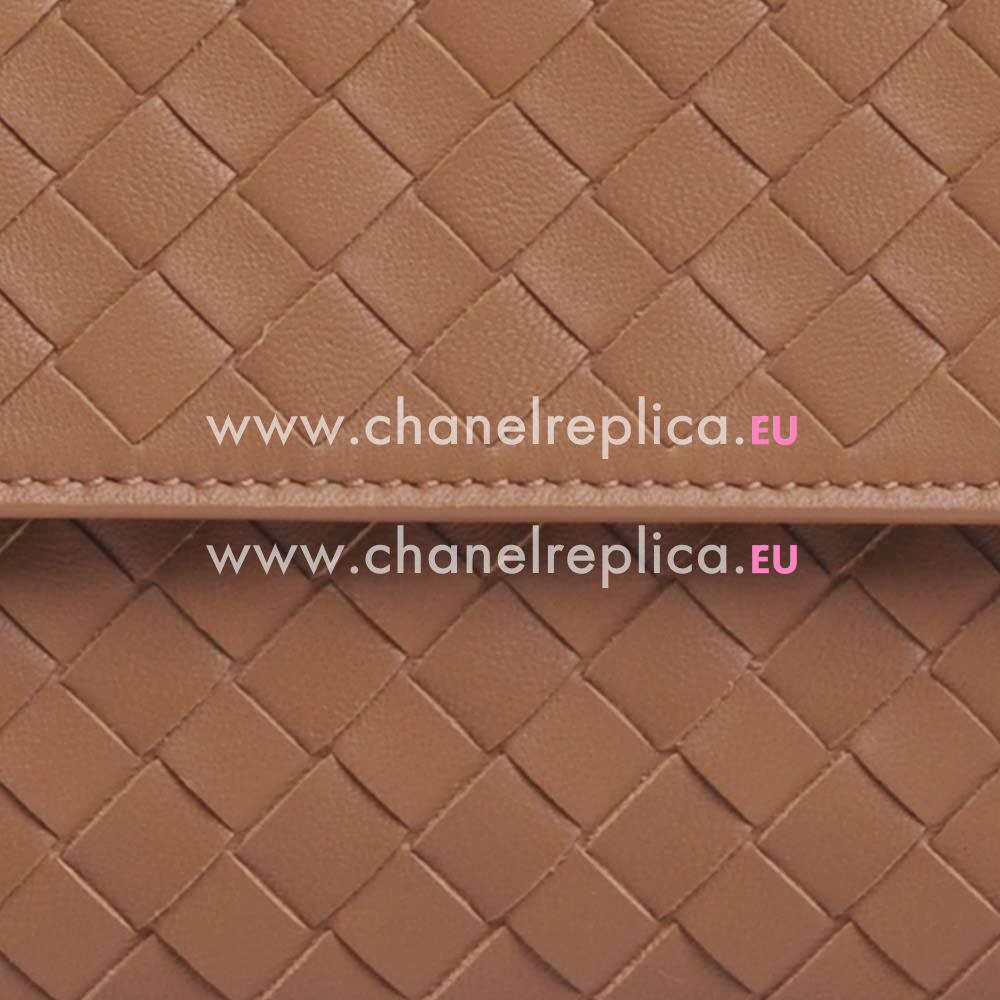 Bottega Veneta Classic Weave Zipper Leather Wallet In Camel B6110722