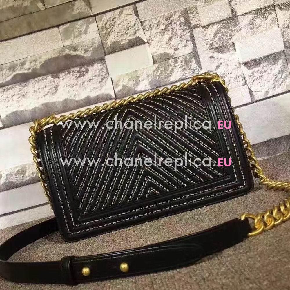 Chanel Classic Boy Lambskin Hand/Shoulder Bag Black C7031704