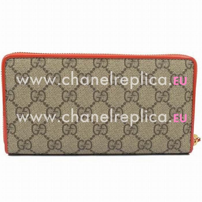 Gucci Bowknot GG PVC Calfskin Zipper Wallet In Camel/Orange G7041106