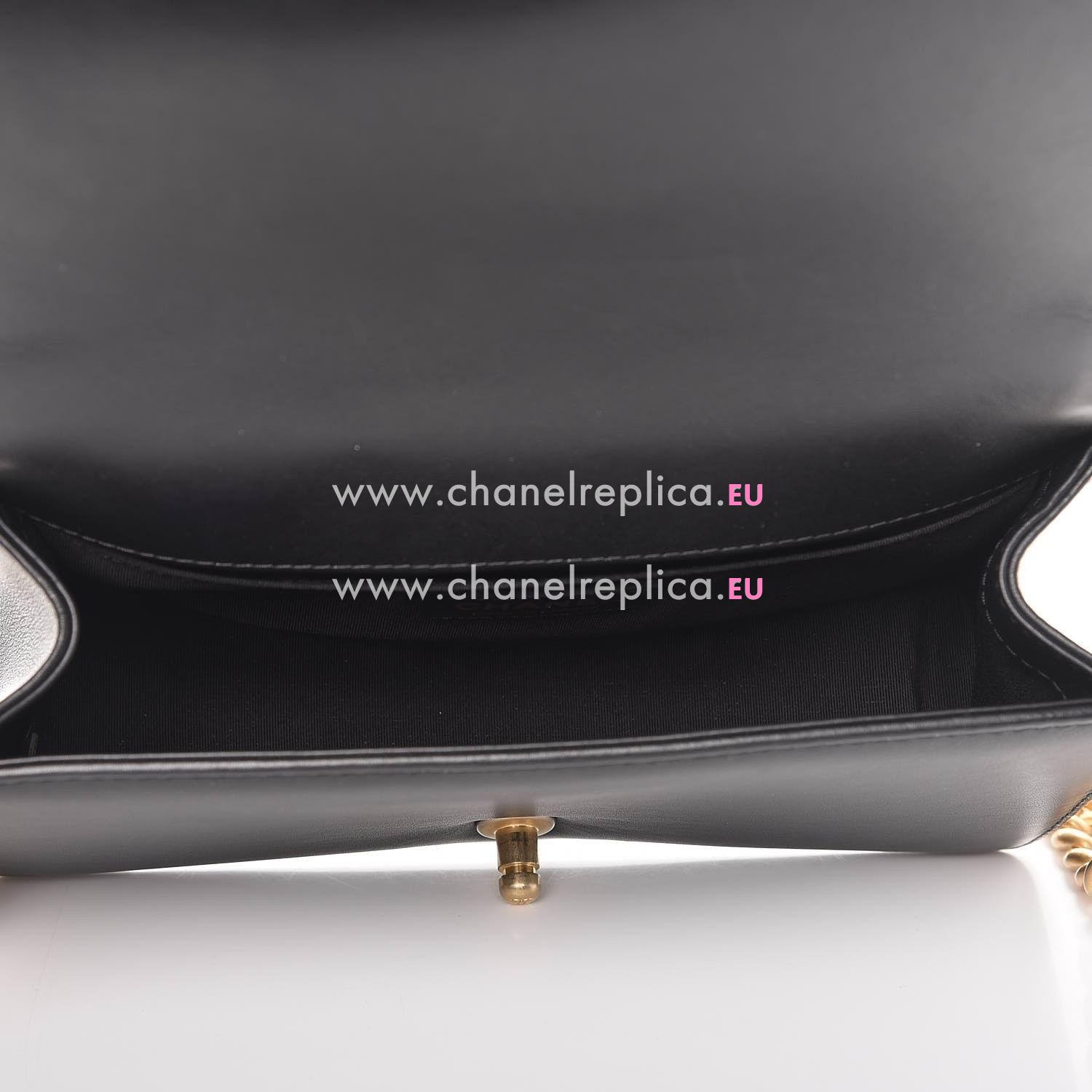 Chanel Calfskin Quilted Medium Boy Top Handle Flap Black CH7822589