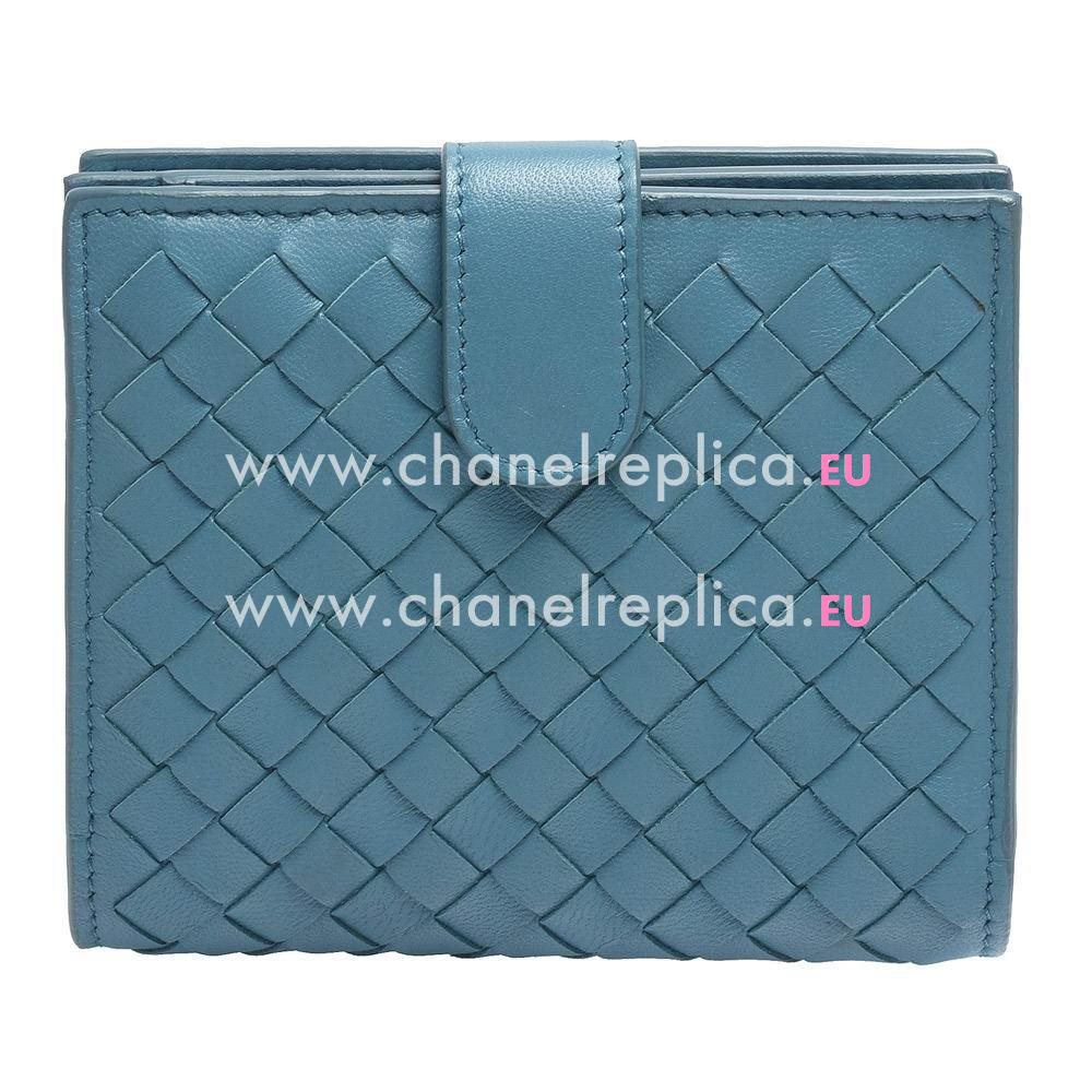 Bottega Veneta Classic Weave Nappa Wallet In Sky Blue BV6112919