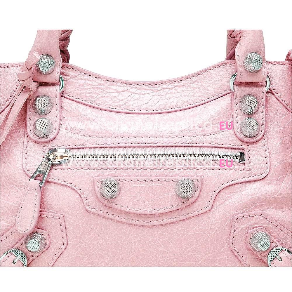 Balenciage City Lambskin Silvery hardware Classic Mini Bag Sakura Pink B5199240