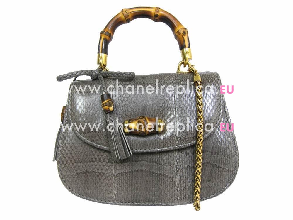 Gucci Bamboo-like Handle Crossbody Bag In Grey G269969 EDH1T 1218