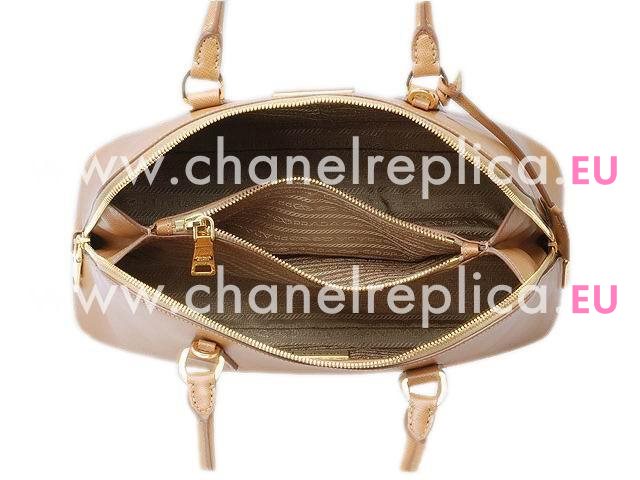 Prada Saffiano Lux Triangle Logo Plate Shouldbag In Caramel Colour P415569