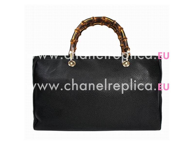 Gucci Bamboo Calfskin Handle Bag In Black G323660