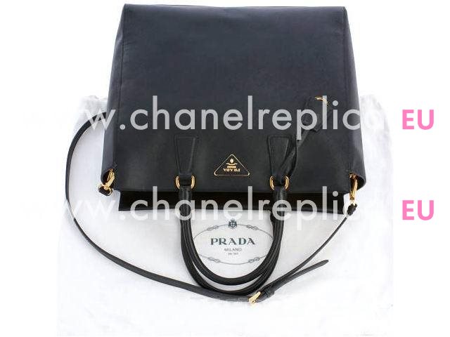 Prada Saffiano Triangle Logo Large Size Tote Bag Black P337599