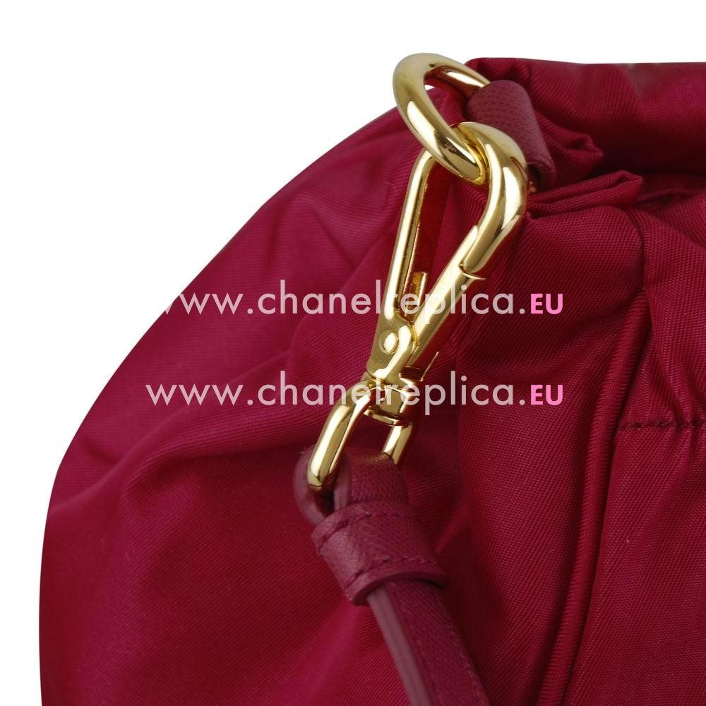Prada Teaauto Saffiano Classic Triangle Logo Nylon Chain Handle/Shoulder Bag Peach PBN52269