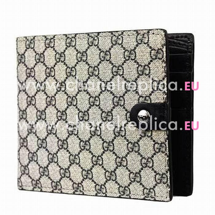 Gucci Classic GG PVC Calfskin Wallet In Khaki Black G7041109