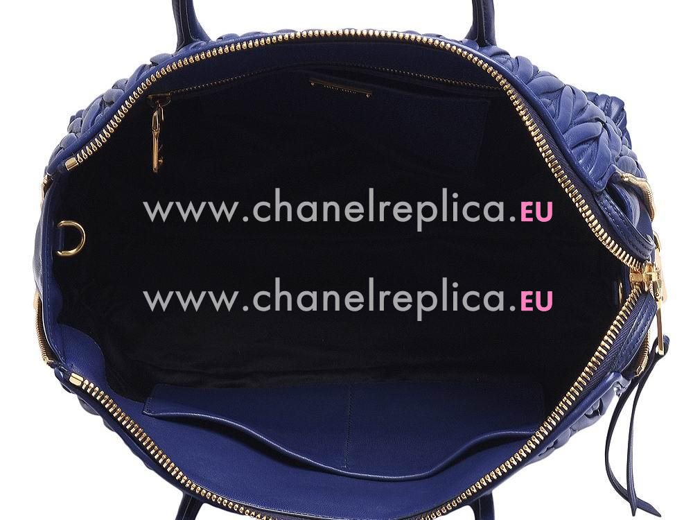 Miu Miu Large Matelasse Lux Nappa Handbag Dark blue RN1019