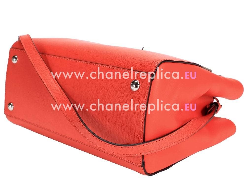 Fendi Petite 2Jours Cowhide Hand/shouldbag Orange Red F508260