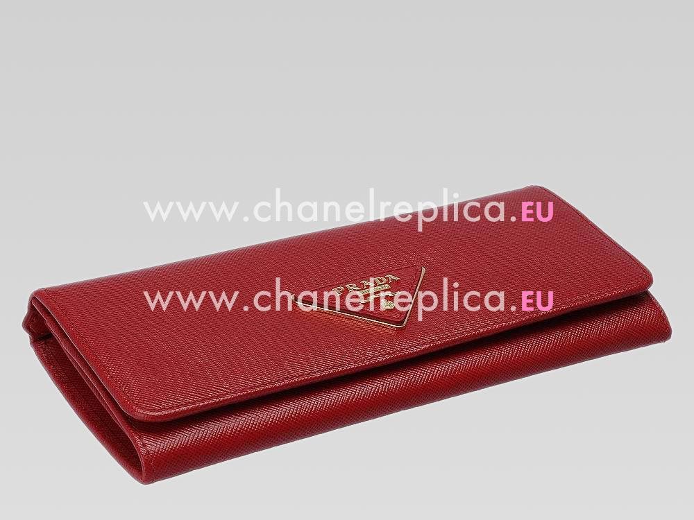 Prada Saffiano Lux Cowhide Women Wallet In Red P482620