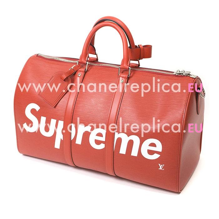 Louis Vuitton Supreme Keepall 45 Epi Leather Travelling Bag Bandoulière-Red M53419