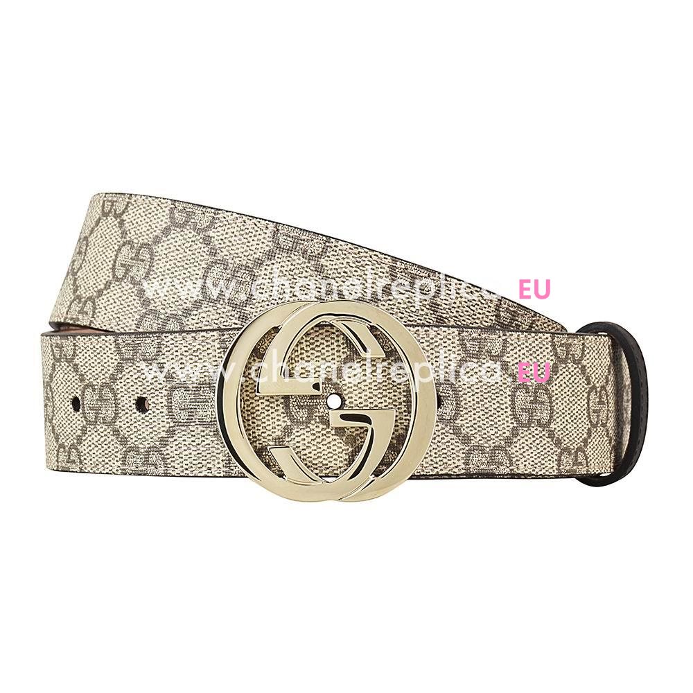 Gucci Classic Canvas Gold Buckle Belt Light Coffee 9138295